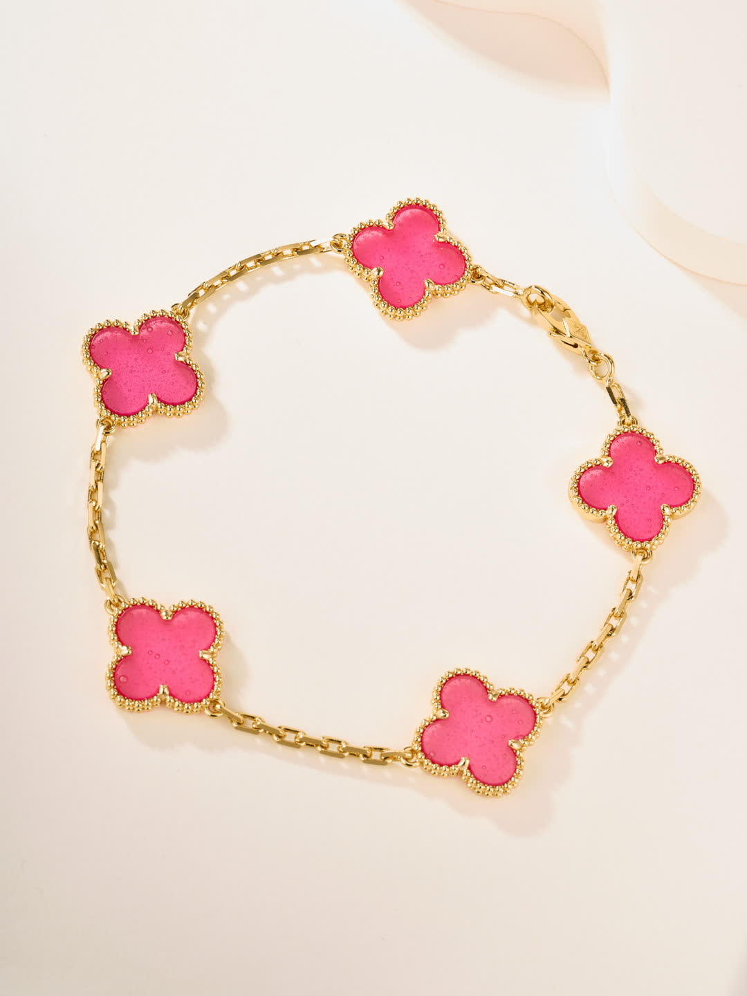Van Cleef & Arpels Magic Alhambra Pink Enamel Bracelet Van Cleef & Arpels Magic Alhambra Pink Enamel Bracelet